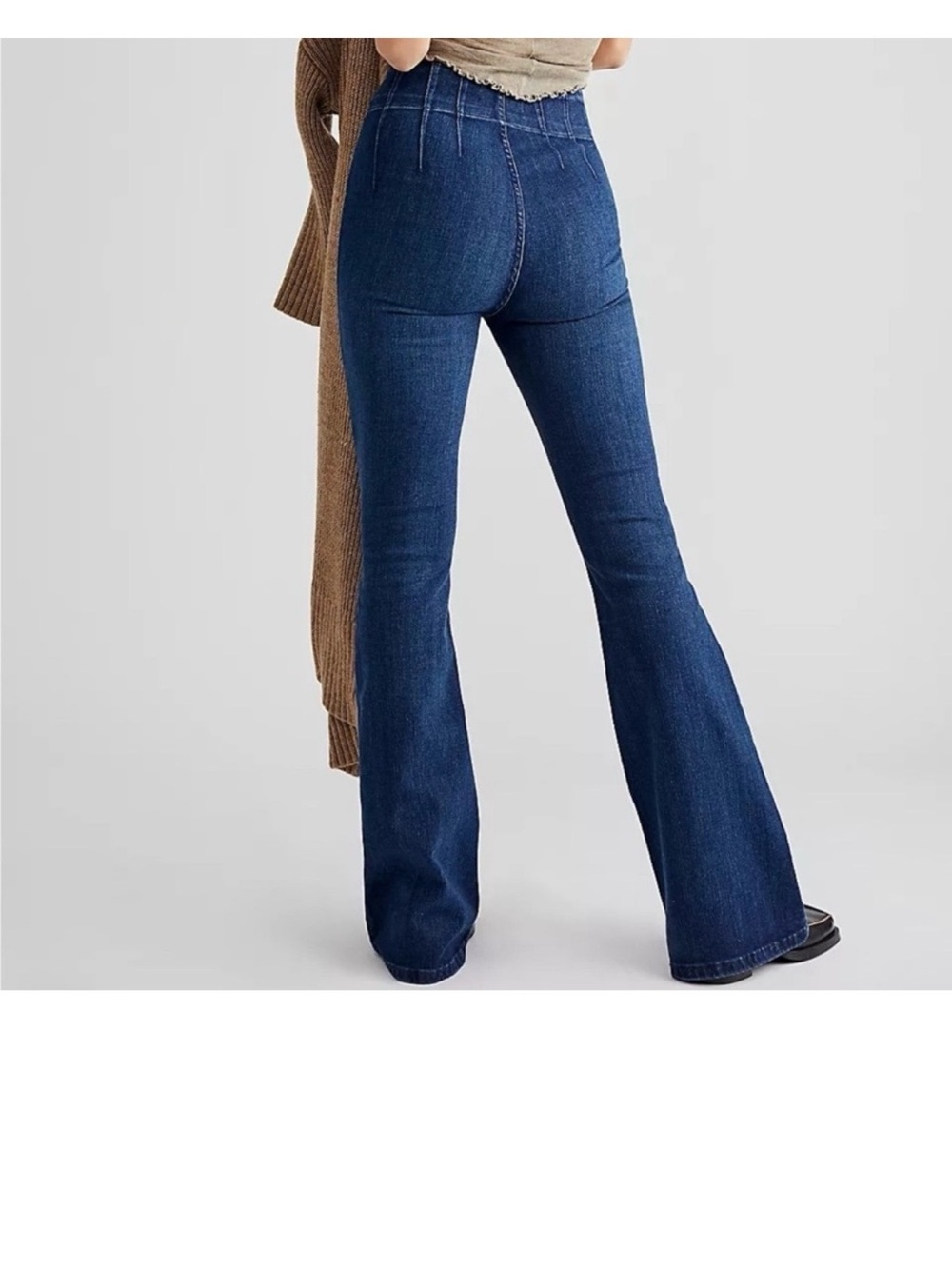 Free People Deep Blue High-Rise Flare Jeans